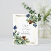 BUDGET Winter Blue Thistle Wedding lädt ein (Stehend Vorderseite)