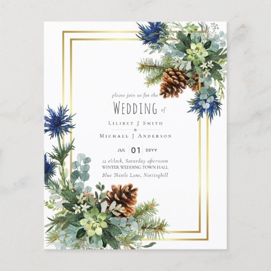 BUDGET Winter Blue Thistle Wedding lädt ein (Vorderseite)