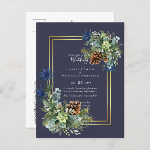 BUDGET Winter Blue Thistle Wedding lädt ein Postkarte