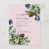 BUDGET Winter Blue Thistle Wedding Postkarte (Vorderseite)