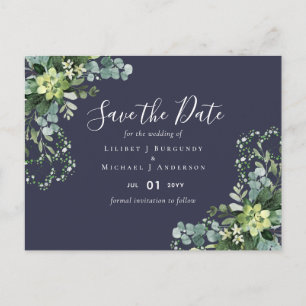 BUDGET Winter Blue Thistle Wedding Postkarte