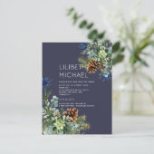 BUDGET Winter Blue Thistle Wedding Postkarte (Stehend Vorderseite)
