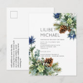 BUDGET Winter Blue Thistle Wedding Postkarte (Vorne/Hinten)