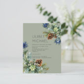 BUDGET Winter Blue Thistle Wedding Postkarte (Stehend Vorderseite)