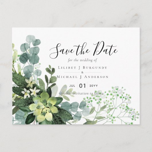 BUDGET Winter Blue Thistle Wedding Postkarte (Vorderseite)