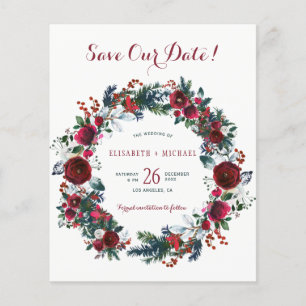BUDGET Winter-Blumenkranz Hochzeit Save-the-Date