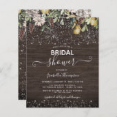 Budget Winter Brautdusche aus Holz Einladung (Vorne/Hinten)