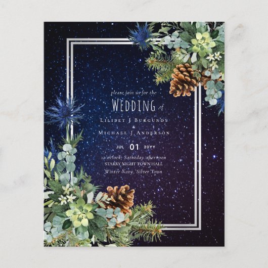 BUDGET Winter Eukalyptus Pine Cones Wedding Flyer (Vorne)