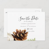 BUDGET Winter Eukalyptus Pine Cones Wedding Postkarte (Vorne/Hinten)