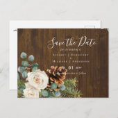BUDGET Winter Eukalyptus Pine Cones Wedding Postkarte (Vorne/Hinten)