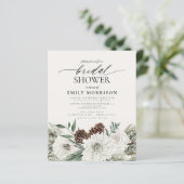 Budget Winter Evergreen Bridal Dusche Einladung (Stehend Vorderseite)