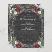 Budget Winter Floral Burgundy Wedding Flyer (Vorne/Hinten)