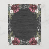 Budget Winter Floral Burgundy Wedding Flyer (Rückseite)