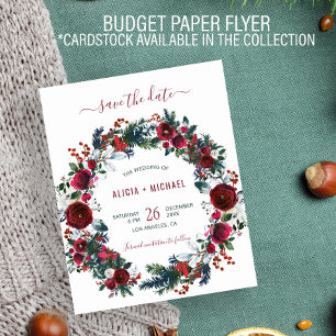 BUDGET Winter Floral Wasserfarben Hochzeit Termina Flyer
