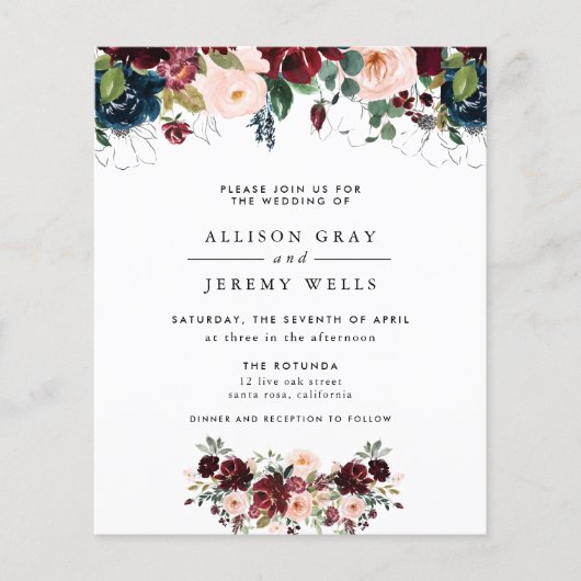 Budget Winter Floral Wedding Flyer (Vorderseite)