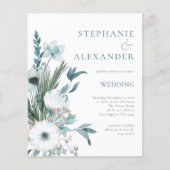 Budget Winter Florals Aquamarin QR Code Hochzeit e (Vorderseite)