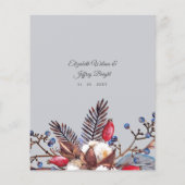 Budget Winter Florals Arched Wedding Einladung (Rückseite)