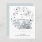 Budget Winter Foliage Berries Hochzeitseinladung (Vorne/Hinten)