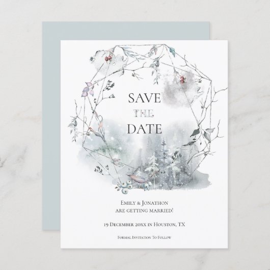 Budget Winter Foliage Hochzeit retten Datum (Vorne/Hinten)