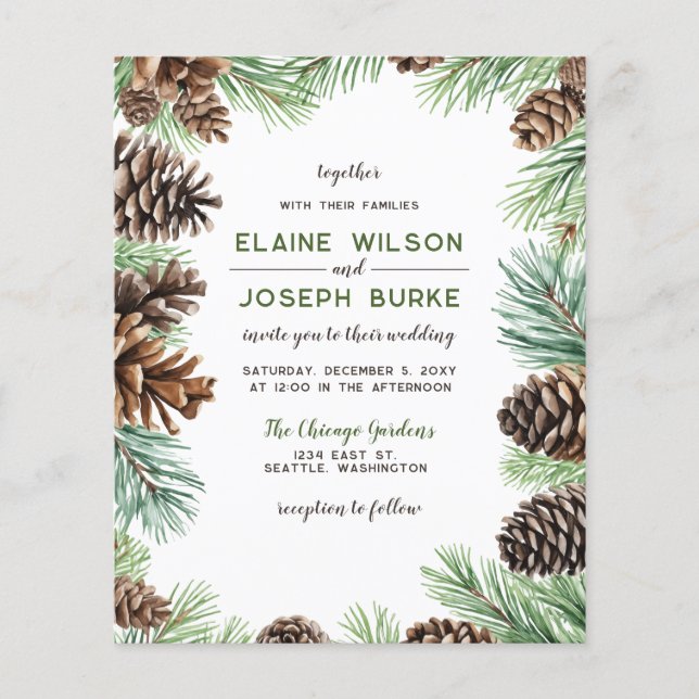 Budget Winter Foliage Pine Wedding (Vorderseite)