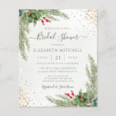 Budget Winter Greenery Bridal Dusche Einladung (Vorderseite)