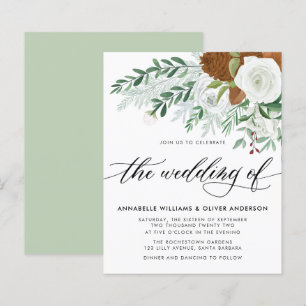 Budget Winter Greenery Hochzeitseinladung