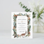 Budget Winter Greenery Pine Cone Wedding Einladung (Stehend Vorderseite)