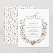 Budget Winter Greenery Red Floral 18. Geburtstag (Vorne/Hinten)