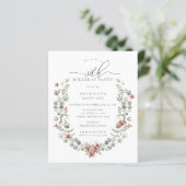 Budget Winter Greenery Red Floral 30. Geburtstag (Stehend Vorderseite)