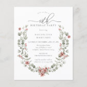 Budget Winter Greenery Red Floral 40. Geburtstag (Vorderseite)