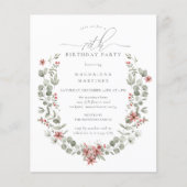 Budget Winter Greenery Red Floral 70. Geburtstag (Vorderseite)