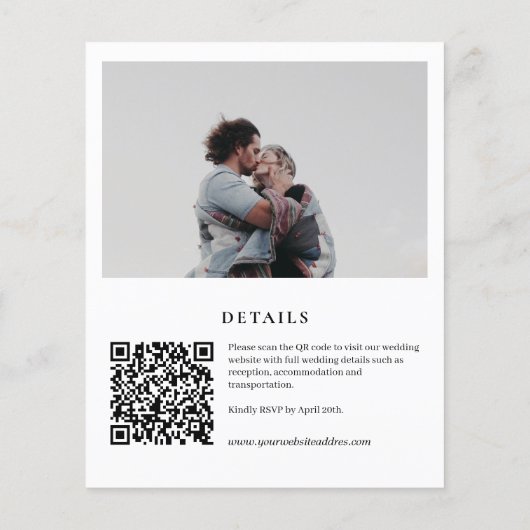 Budget Winter Kranz Foto QR Code Hochzeit einladen (Rückseite)