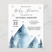 Budget Winter Mountain Baby Dusche Einladung (Vorderseite)