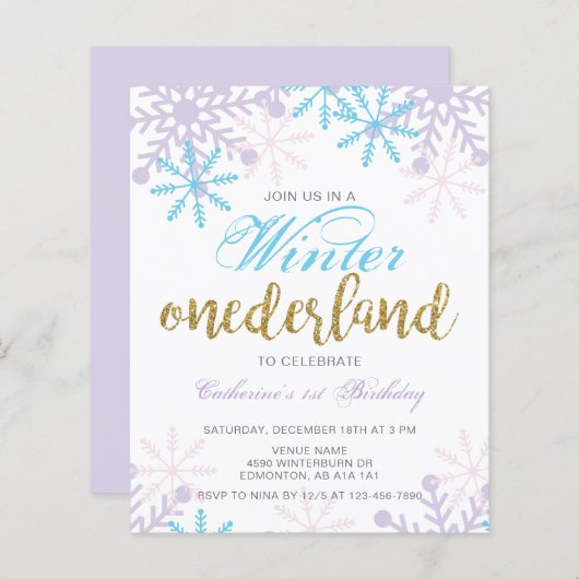 Budget Winter Onederland 1. Geburtstag Blauer Schn (Vorne/Hinten)