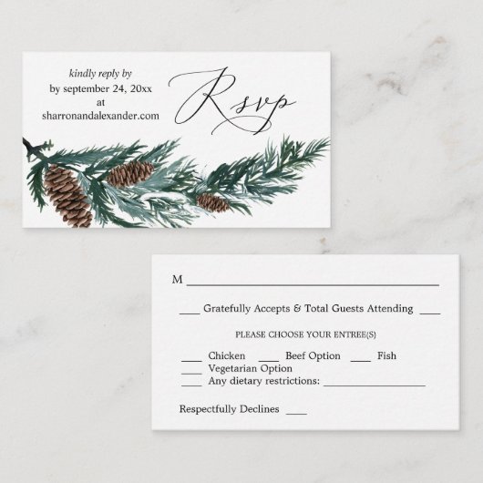 Budget Winter Pine Cone Green SM UAWG Begleitkarte (Vorne/Hinten)