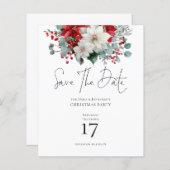 Budget Winter Poinsettia Weihnachten Save the Date (Vorne/Hinten)