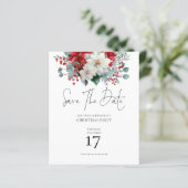 Budget Winter Poinsettia Weihnachten Save the Date (Stehend Vorderseite)