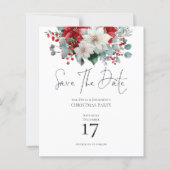 Budget Winter Poinsettia Weihnachten Save the Date (Vorderseite)