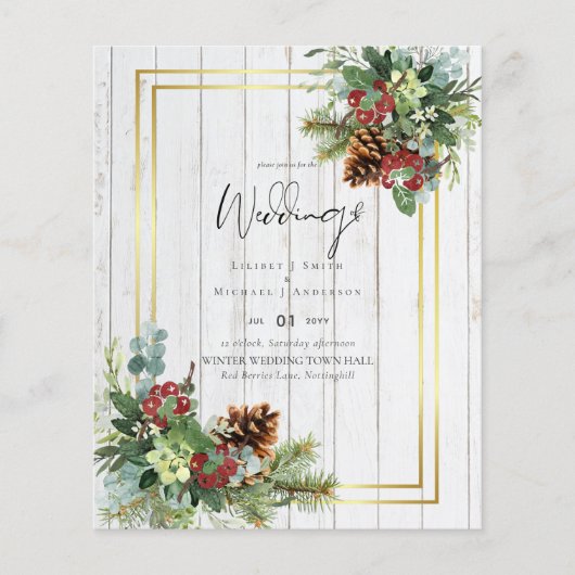 BUDGET Winter Red Berries Pine Cones Wedding (Vorderseite)