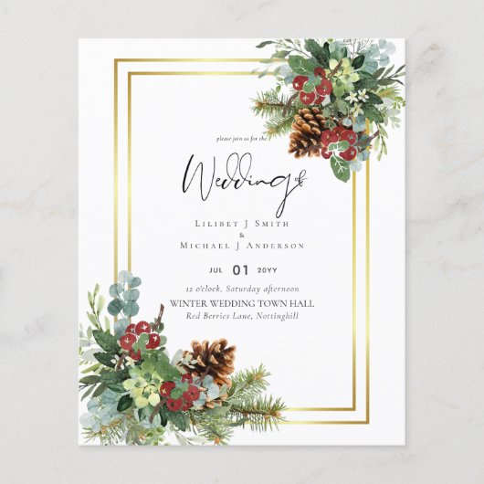 BUDGET Winter Red Berries Pine Cones Wedding (Vorderseite)