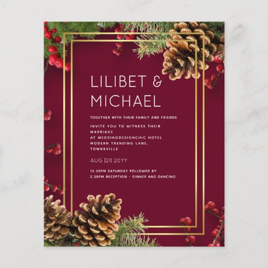 BUDGET Winter Red Berries Pine Cones Wedding (Vorderseite)