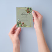 BUDGET Winter Red Berries Pine Cones Wedding Flyer (Gruppe)