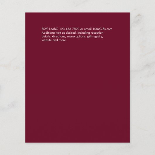 BUDGET Winter Red Berries Pine Cones Wedding Flyer (Hinten)