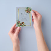 BUDGET Winter Red Berries Pine Cones Wedding Flyer (Gruppe)