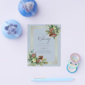 BUDGET Winter Red Berries Pine Cones Wedding Flyer (Einzeln)