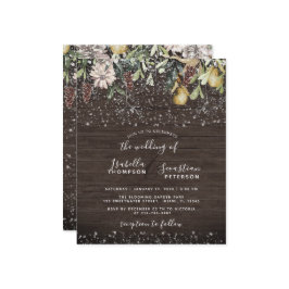 Budget Winter Rustikale Snowy Wedding Einladung