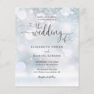 Budget Winter-Schneeflocken Schrift Hochzeitseinla