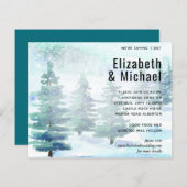 Budget Winter Wasserfarbe Aquamarin Hochzeit Einla (Vorne/Hinten)