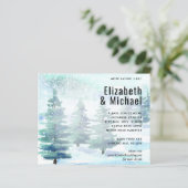 Budget Winter Wasserfarbe Aquamarin Hochzeit Einla (Stehend Vorderseite)