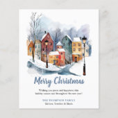 BUDGET Winter Watercolor Houses Weihnachtsgrüße (Vorderseite)